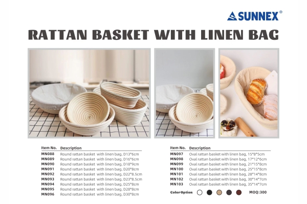 SUNNEX Keranjang Rotan Baru dengan Tas Linen