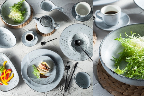 Set peralatan makan porselen warna hijau
