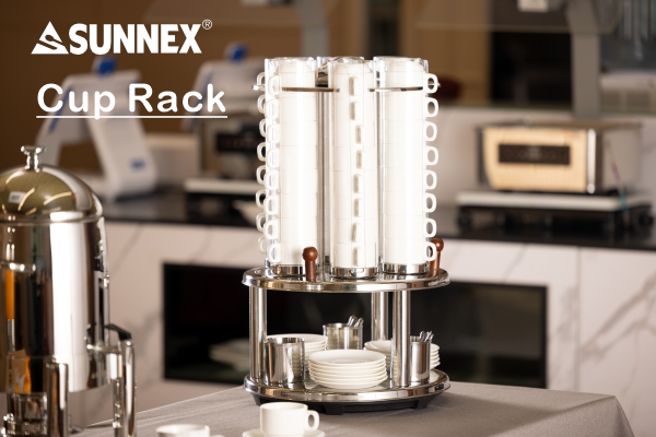 SUNNEX REVOLVING CUPS DISPENSER, DASAR STAINLESS STEEL & TERMASUK TIGA SENDOK MUG, TABUNG CUP PC