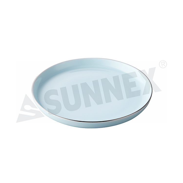 Piring Bulat Porselen Warna Biru