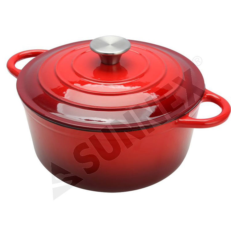 Casserole Bulat Enamel Besi Cor