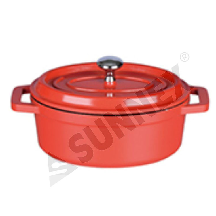 Panci Sup Seri Mini Klasik Merah Dapur Dengan Pegangan Casserole Oval