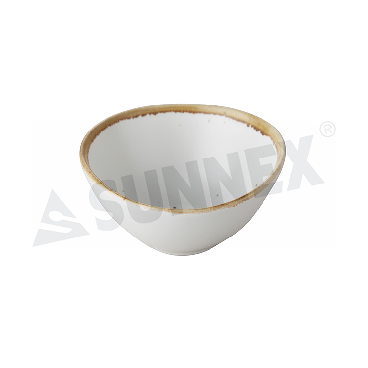 Porcelain Bowl Dengan Pelek Coklat