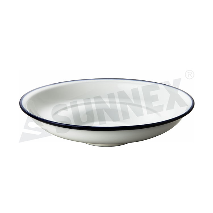 Porcelain Salad Bowl Dengan Rim Biru