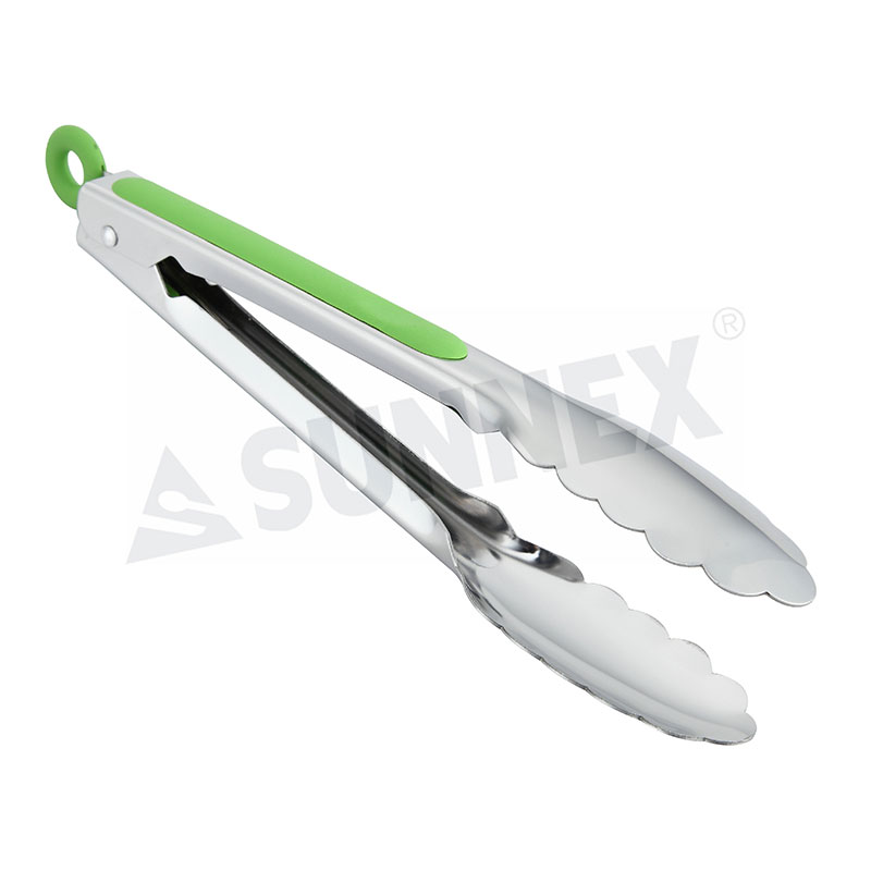 Stainless Steel Serving Tongs dengan Soft Grip Handle Warna Hijau