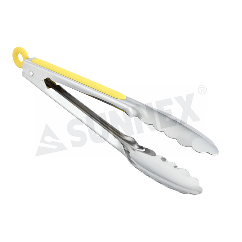 Stainless Steel Serving Tongs dengan Soft Grip Handle Warna Kuning